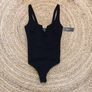 Lulu’s Black Deep V Bodysuit